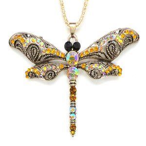 Yellow DRAGONFLY Pendant Necklace